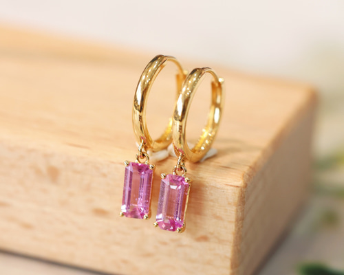 ピンクサファイアピアスk18 ピアス（フープ） パール大好き(購入前に