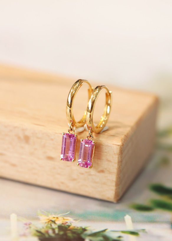 ピンクサファイアピアスk18 ピアス（フープ） パール大好き(購入前に