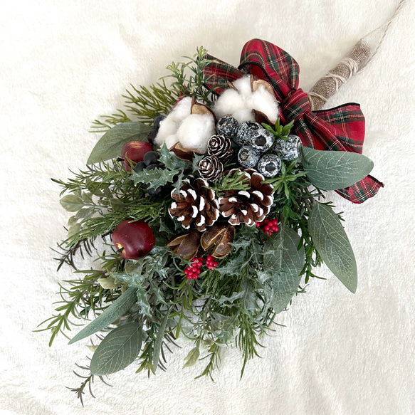 専用autumn＆winter＊コットン＆木の実 ドライフラワースワッグ(横型) 79fc45313a5675fa2d2886505360f7