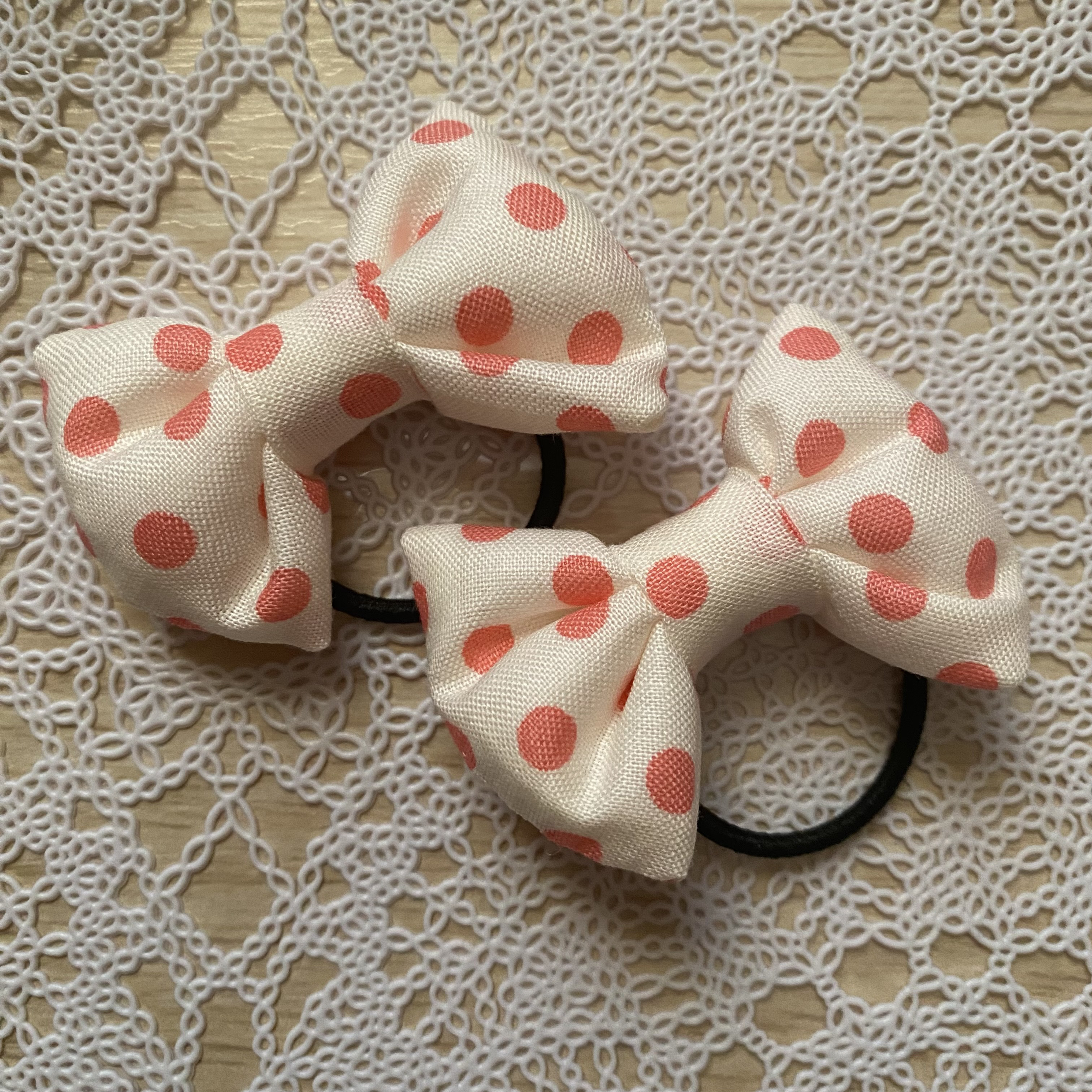 ドット ペタシャム ダブルリボン ベビーヘアクリップ ヘアピン