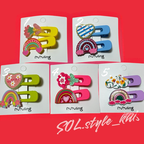 選べる2点セット レインボーポップ クリップ セット ヘアクリップ