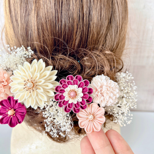 つまみ細工髪飾り【ピンク】成人式 和装 七五三 着物 結婚式