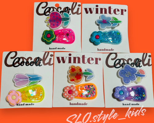 選べる2点セット ポップフラワー ヘアクリップ ヘアピン ヘアアクセ