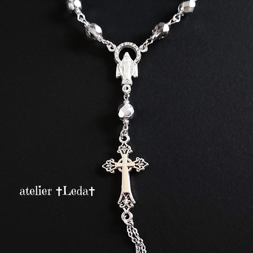 ☆ロザリオ ブレスレット☆Crystal Cal Rosary slave blacelet
