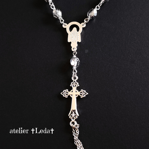 ☆ロザリオ ブレスレット☆Crystal Cal Rosary slave blacelet