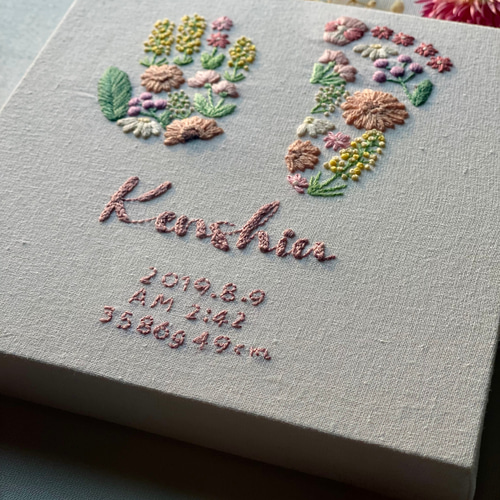 nico　手形・足形刺繍　春のお花畑 nico様専用 手形・足形刺繍 春のお花畑