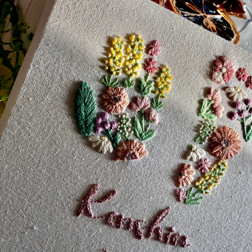 baby刺繍『春のお花畑』/刺繍/命名書/出産祝い/刺繍ボード