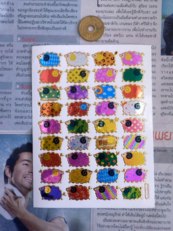 キラキラシール/羊 ひつじ もこもこ可愛いヒツジ カラフル 再入荷