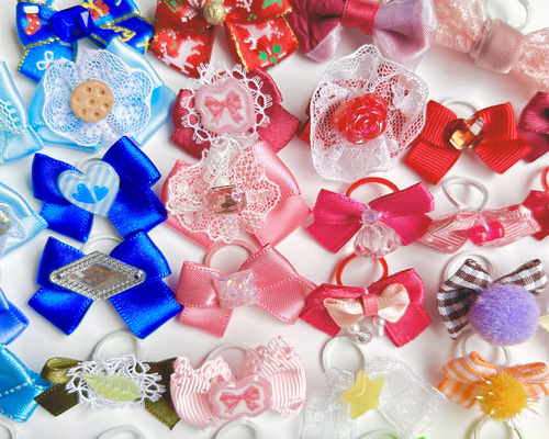 完成品 わんちゃん用リボンヘアゴム☆40個 バラ ハンドメイド ペット服