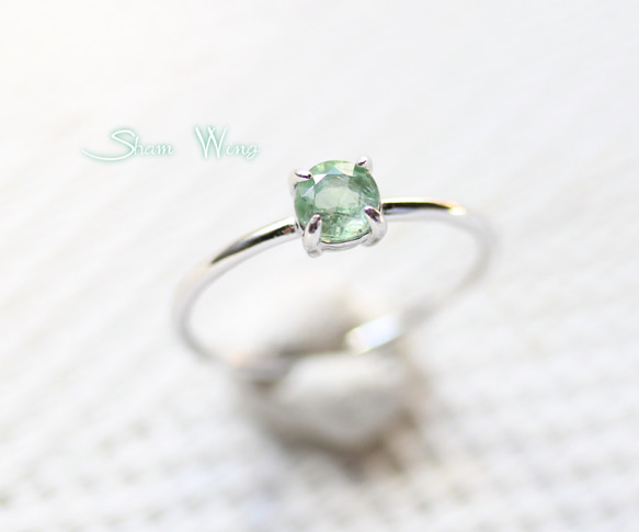 再販□ミントグリーンカイヤナイト リング silver925 希少✿天然石