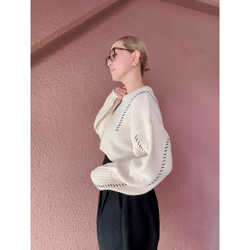 RATA 原創針織❤️精緻平衡的短針織❤️獨特的手工縫製❤️黑色 第8張的照片