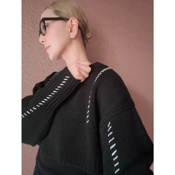 RATA 原創針織❤️精緻平衡的短針織❤️獨特的手工縫製❤️黑色 第9張的照片