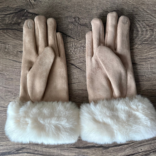 レディース レザー手袋 ファー スエードレザー スマホタッチ 内側裏