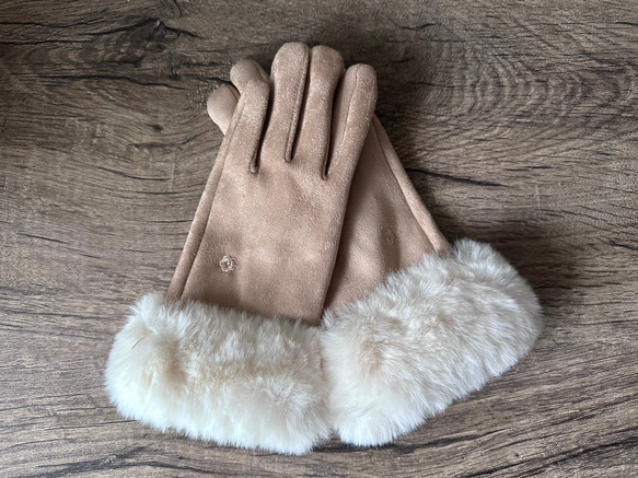 レディース レザー手袋 ファー スエードレザー スマホタッチ 内側裏