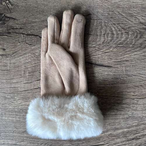 レディース レザー手袋 ファー スエードレザー スマホタッチ 内側裏