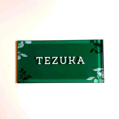 あきな＊チェリーブロッサム背景アクリル表札＊4辺45度斜めカット