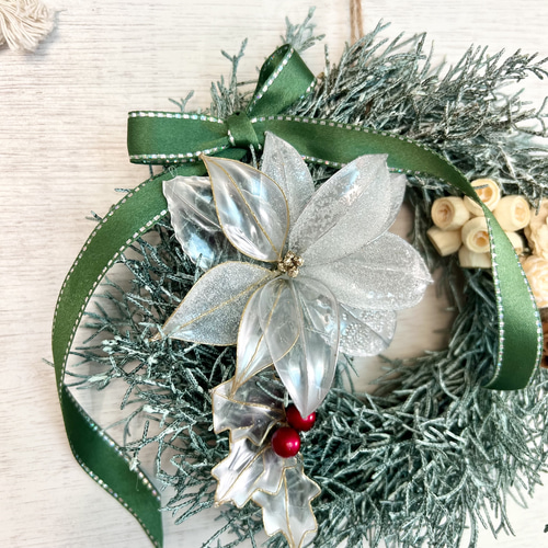 早割新作2024年！クリスマスリース♡ブルーアイスがほんのり雪がかぶっ  