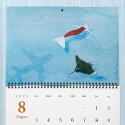 カレンダー2025 マーメイド猫イラスト A3 壁掛け 月めくり 4枚目の画像