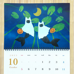 カレンダー2025 マーメイド猫イラスト A3 壁掛け 月めくり 6枚目の画像