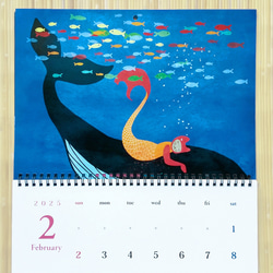 カレンダー2025 マーメイド猫イラスト A3 壁掛け 月めくり 10枚目の画像