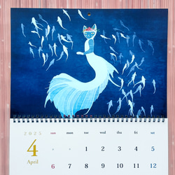 カレンダー2025 マーメイド猫イラスト A3 壁掛け 月めくり 13枚目の画像