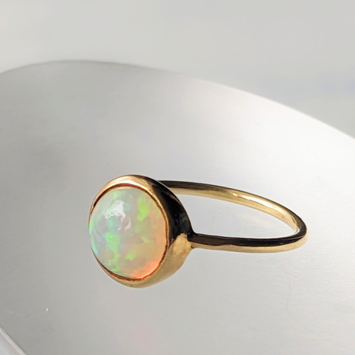 SALE】一点物 K18GP Silver925 15号エチオピアオパールリング 大人の