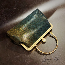 ラス1夜空に煌めく星屑、、、濡れたような幻想神秘的グラデーション希少上質高級帯バッグ　パーティーバッグ　フォーマルバッグ 6枚目の画像