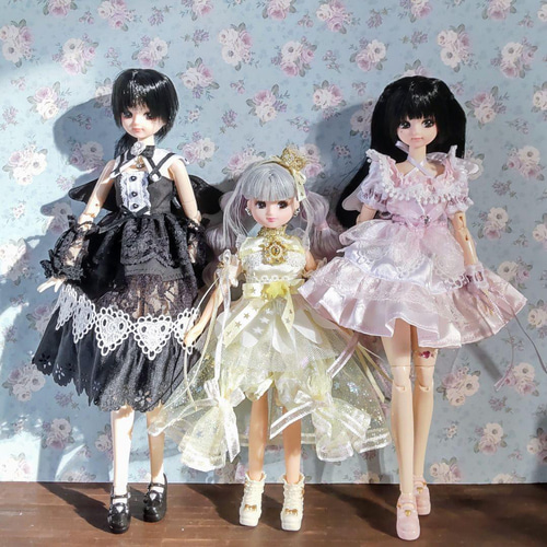 ドール服 リカちゃん 27cmドール 地雷系 水着風セットアップ