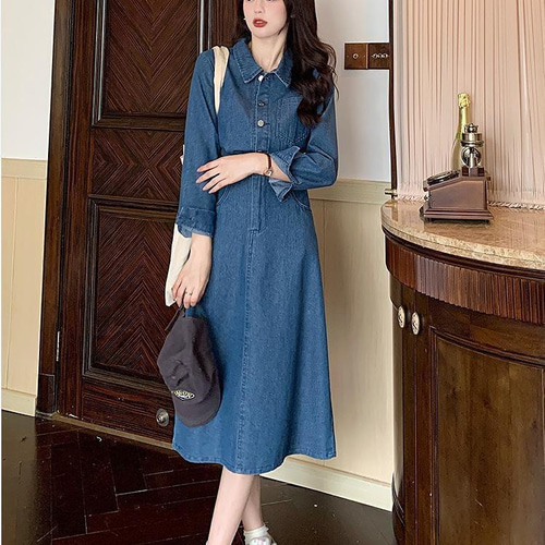 大きいサイズ レディース 秋 冬 デニム ワンピース 新品 長袖 春