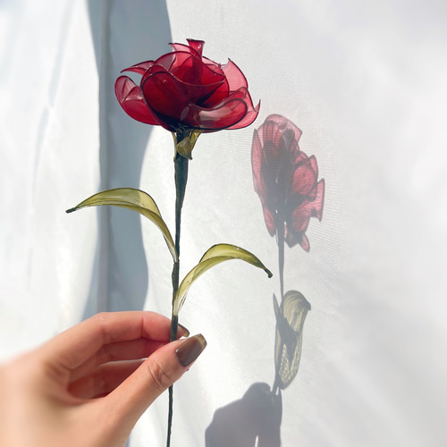 単品販売】薔薇（レッド）1本 f3040 一輪挿し・花瓶・花器 Cuore 通販