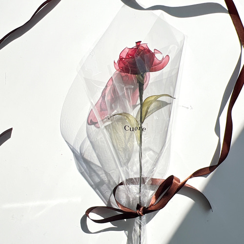 単品販売】薔薇（レッド）1本 f3040 一輪挿し・花瓶・花器 Cuore 通販