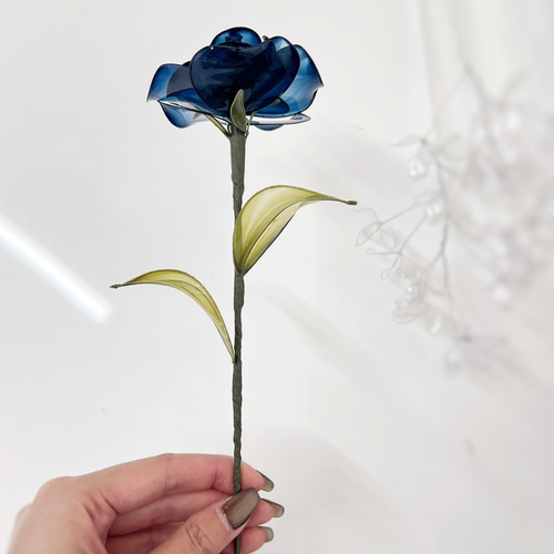 水色 バラ柄 陶器 一輪挿し 単品販売】薔薇（ブルー） 一輪挿し・花瓶・花器 【発送お休みの