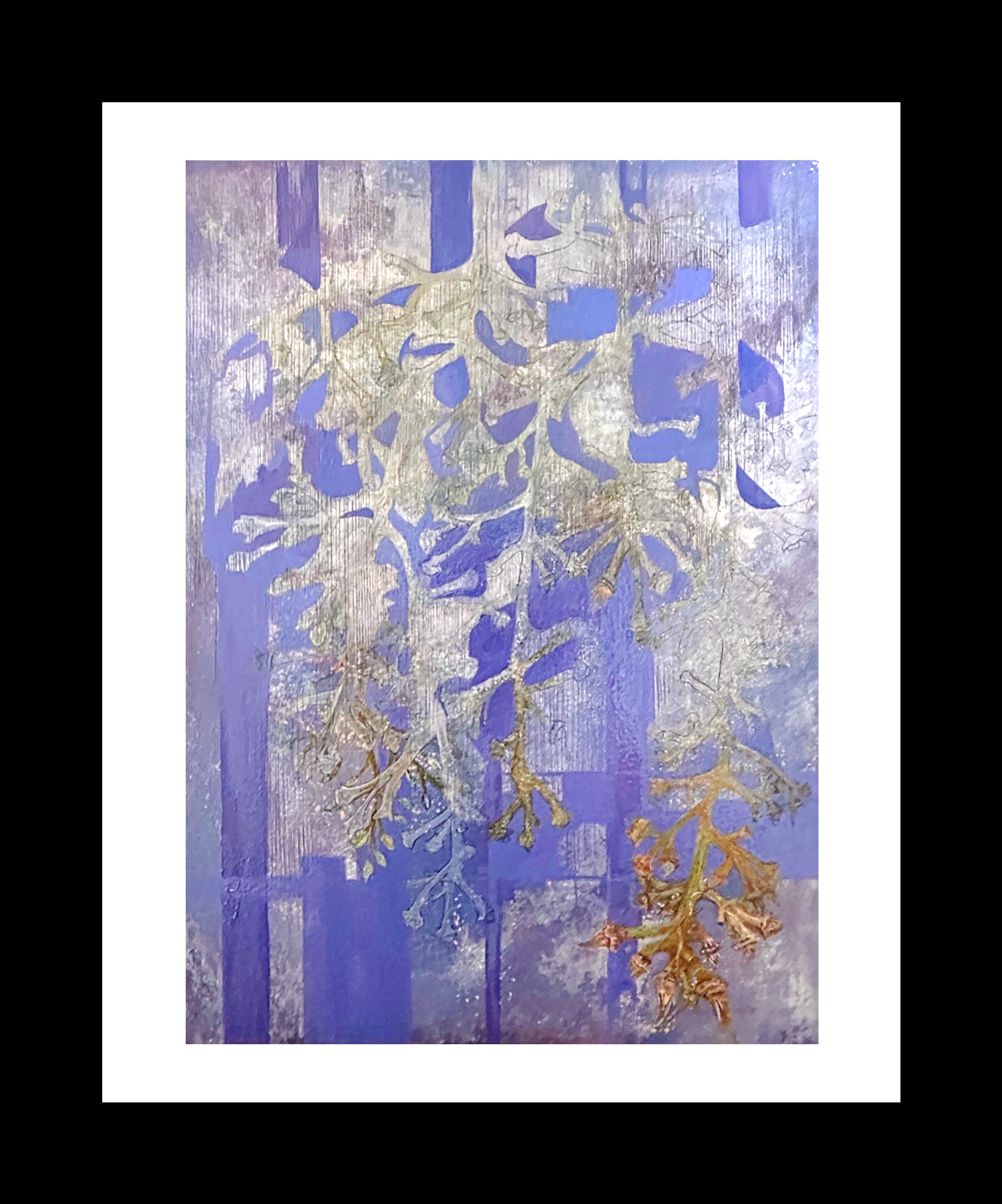 油絵 油彩 油彩画 絵 絵画【青のお月見】