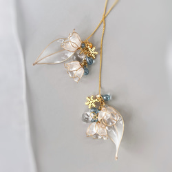 アーティシャルフラワーピアス　ブライダルアクセサリー ゼクシィ掲載＊【受注生産品】シフォンフラワーとスワロフスキー