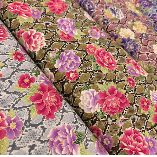 蛇革と牡丹柄【オーダー生地見本】 和装小物（帯・半襟） ようか 通販  