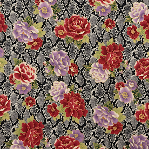 蛇革と牡丹柄【オーダー生地見本】 和装小物（帯・半襟） ようか 通販  