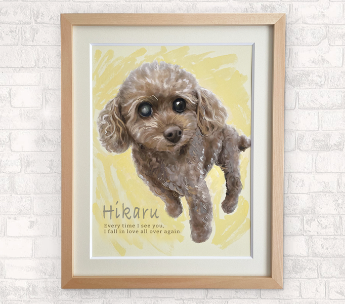 【フレーム額つき】うちの子イラスト　ペット似顔絵　 A4サイズ　 壁掛け