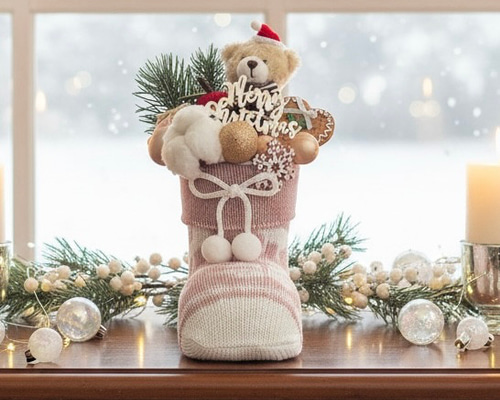 Steiff クリスマスブーツ クマ クリスマス2025】数量限定！ふわふわクマちゃんのクリスマスブーツ