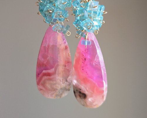 14kgf 天然石 レア✨ ピンクコバルトカルサイトのピアス【GSPi52