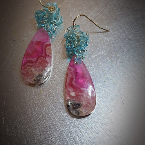 天然石♡もものピアス14kgf 14Kgf天然石 まったくもう!!天然石というやつは^^なピアス