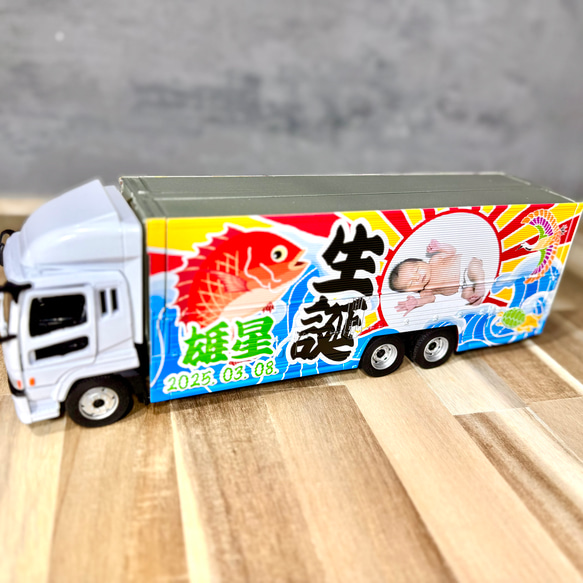 大型ウィングトラックが写真と文字を決めるだけで届く！還暦・出産・誕生日などお祝い事に　鯛・鶴・亀・大漁旗 8枚目の画像