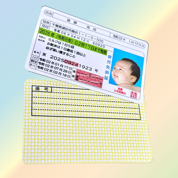 リアルすぎる‼️子ども運転免許証プラスチックカード　選べる１５項目で写真入りオリジナル免許証 10枚目の画像