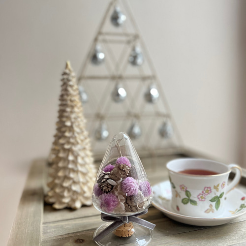 手のひらサイズミニツリー かわいいフォルム 選べるリボン 幸福を呼ぶ