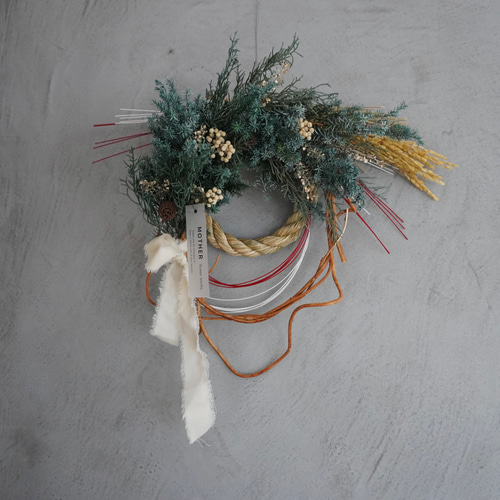 2wayお正月飾り・クリスマスリース④/冬ギフト・インテリア/くすみ