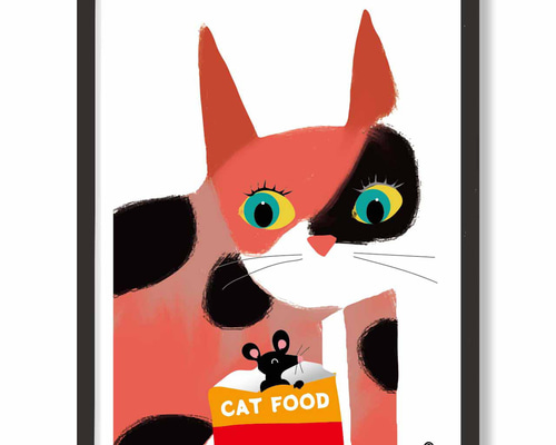 ネコびっくり 猫 お気に入り8000件突破 イラスト ポスター A4