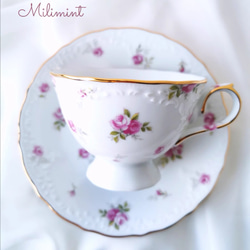 フランス　アンティーク　　ピンク　手描き　薔薇　カップ 70db26f2ff107a4d752aefe40d0f29