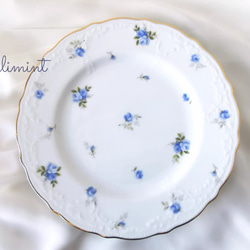 【受注制作】アンティークローズ ティーセット(ブルー)(カップ＆ソーサー1点、プレート1点)ブルーローズ　青薔薇　花柄 4枚目の画像