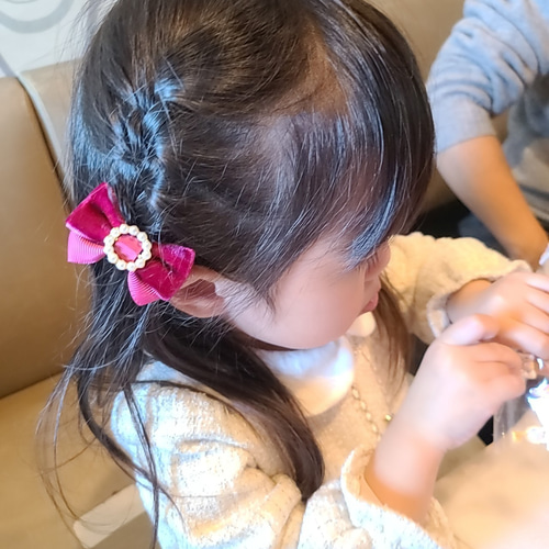 再販8【ボルドー】ナチュラルリボン♡ヘアゴム2個セット