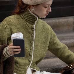 サマーヤーンの手編みセーター 送料無料☆Hand knitted[手編み]コットンテープヤーンのOld rose