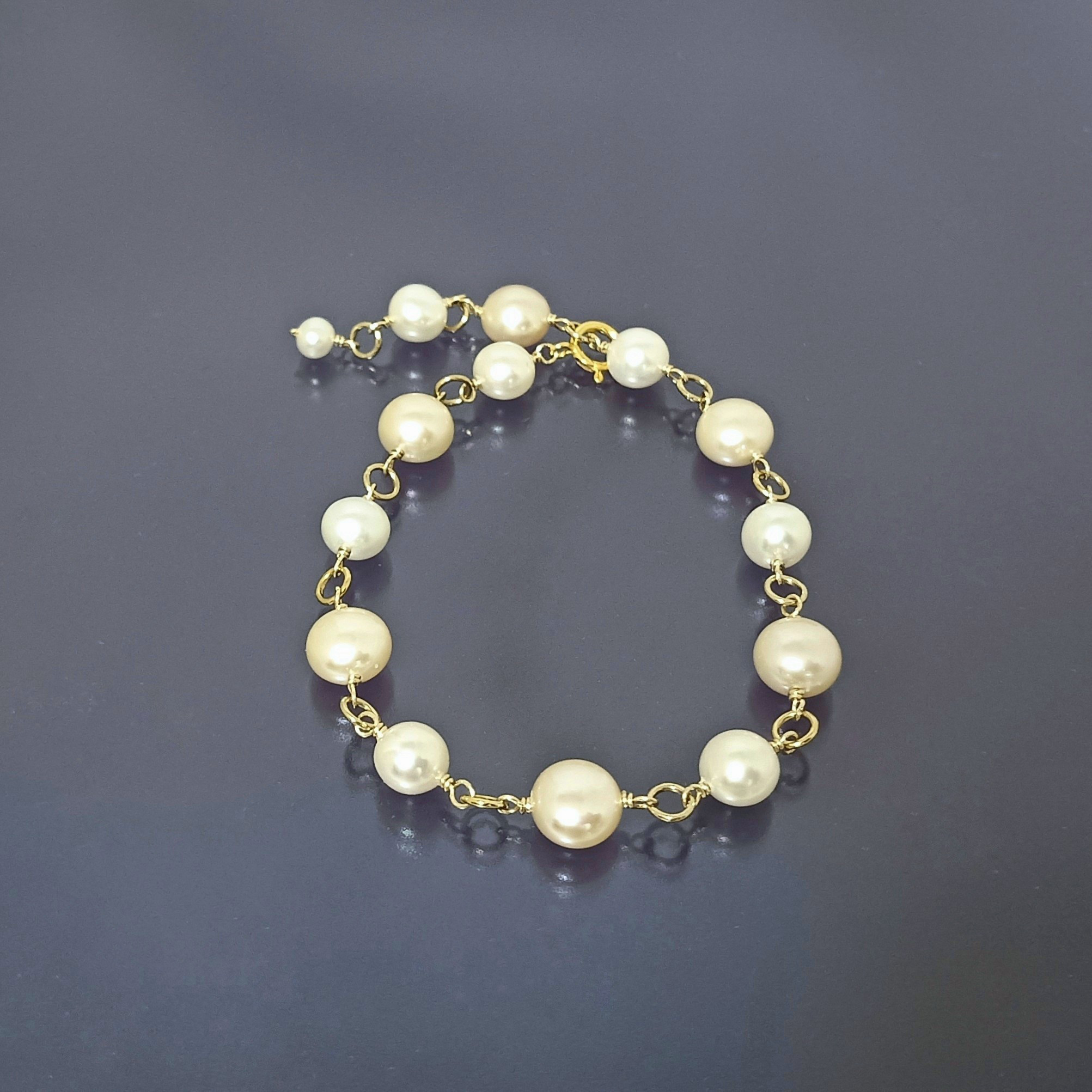 K14GF淡水パールバイカラーブレスレット